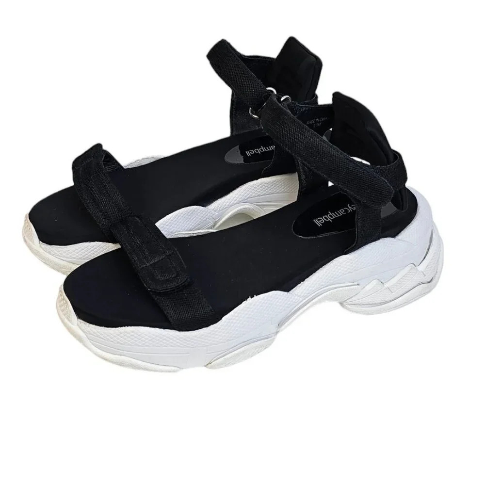 Jeffrey Campbell Women's Ankle Strap Sporty Platform Sandals Size 8.5 Black